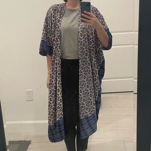 Blue Purple Pink Patterned Long Flowy Kimono Cape Topshop Size 36/4